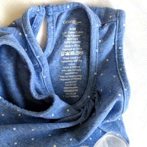 george blue & white baby girl tutu bodysuit dress 0-3 months baby girl - Picture 5 of 8
